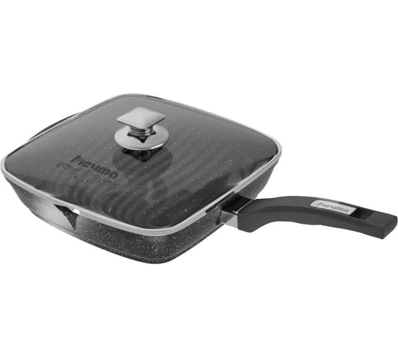 Изображение товара Сковорода-гриль Мечта квадратная 26x26 см гранит black со стеклянной крышкой с66802