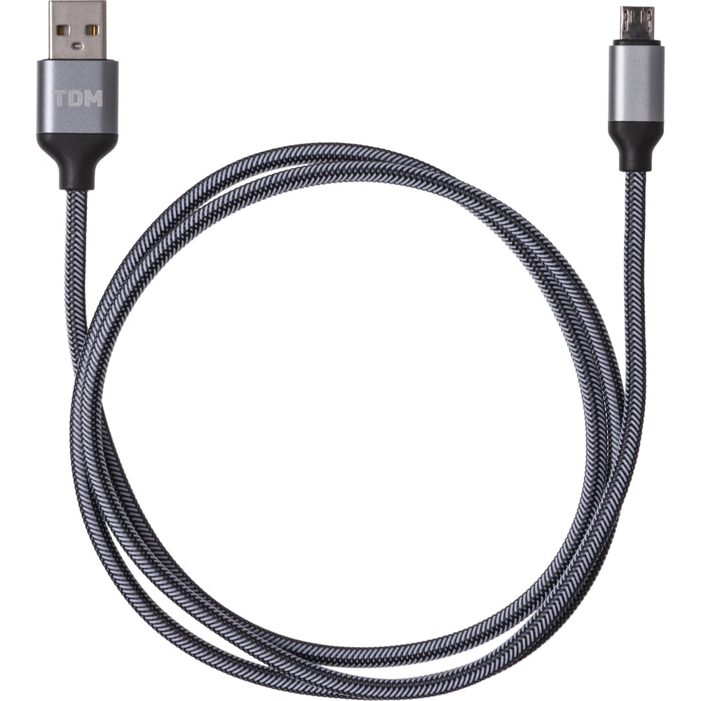 Изображение товара Дата-кабель TDM ELECTRIC ДК 10 USB micro USB 1 м тканевая оплетка серый