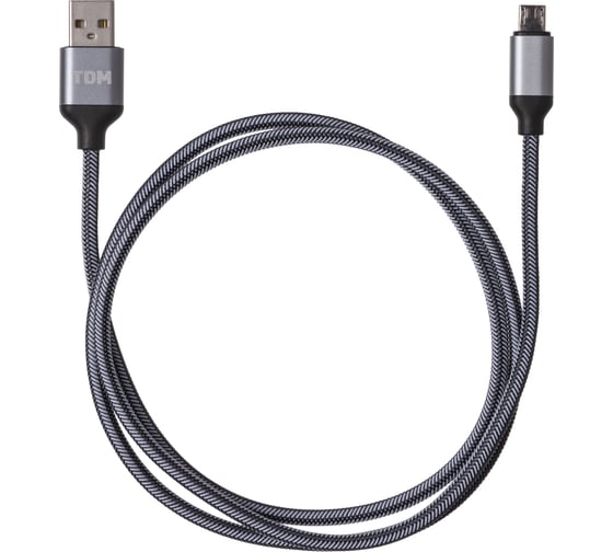 Изображение товара Дата-кабель TDM ELECTRIC ДК 10, USB - micro USB, 1 м, тканевая оплетка, серый, SQ1810-0310