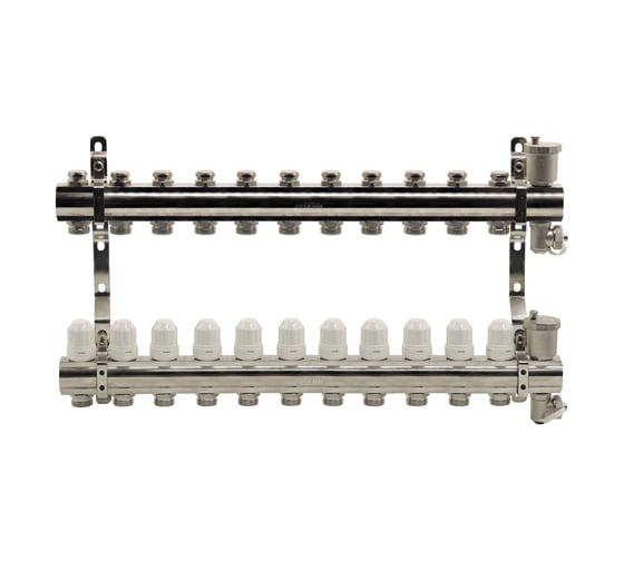 Изображение товара Коллекторный блок с термостатическими вставками и запорными клапанами KROMWELL 1x3/4x11 EU.ST6071150 1x34x11_k