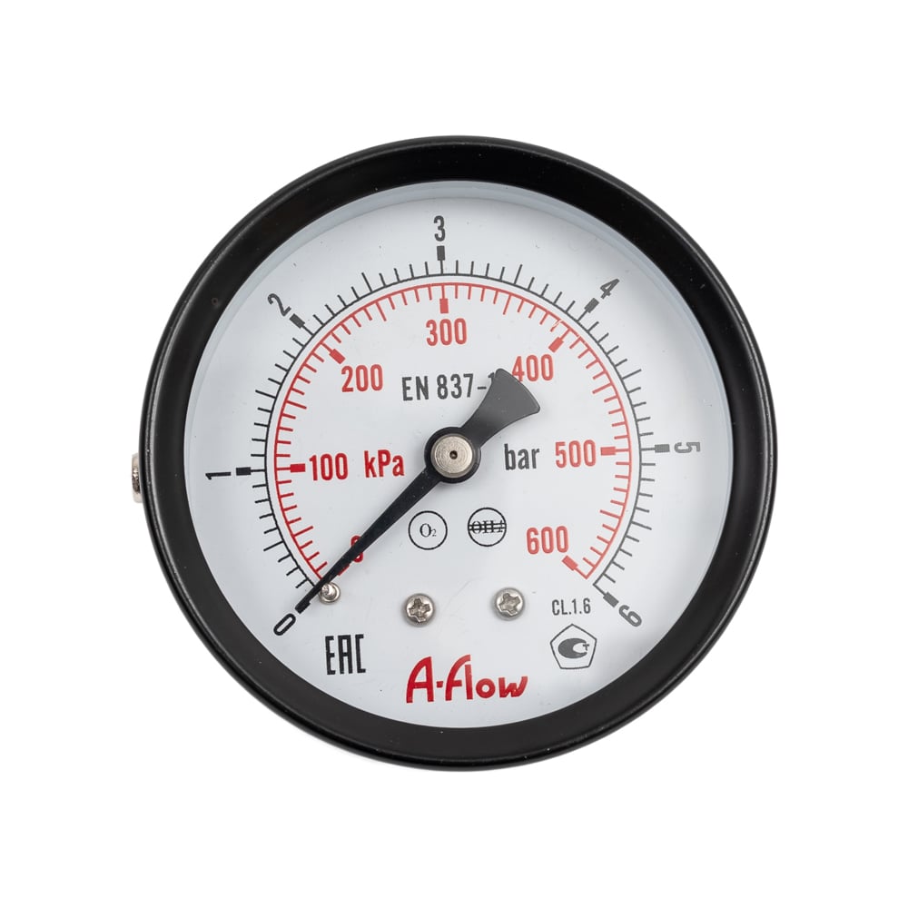 Изображение товара Манометр из углеродистой стали 0-6 бар D63 мм NPT 1/4" A-Flow G10-C-4N-63B-6bar