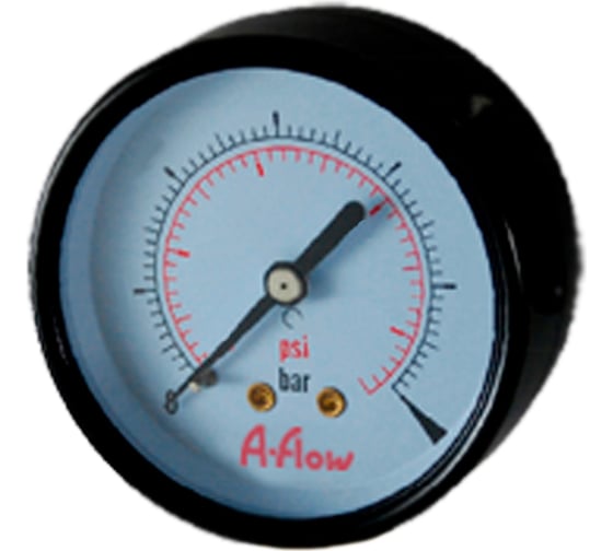 Изображение товара Манометр от 0 до 100 бар из углеродистой стали, D50 мм, BSPP 1/4", штуцер сзади по центру A-Flow G10-C-4G-50B-100bar