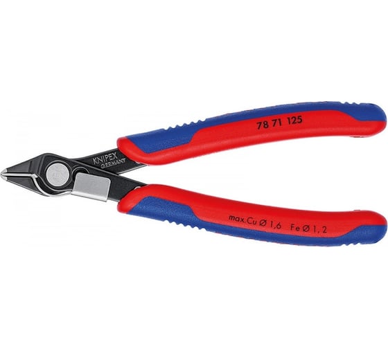 Изображение товара Прецизионные бокорезы KNIPEX Electronic Super Knips нерж., зажим для проволоки, 125 мм, 2-компонентные ручки SB KN-7871125SB
