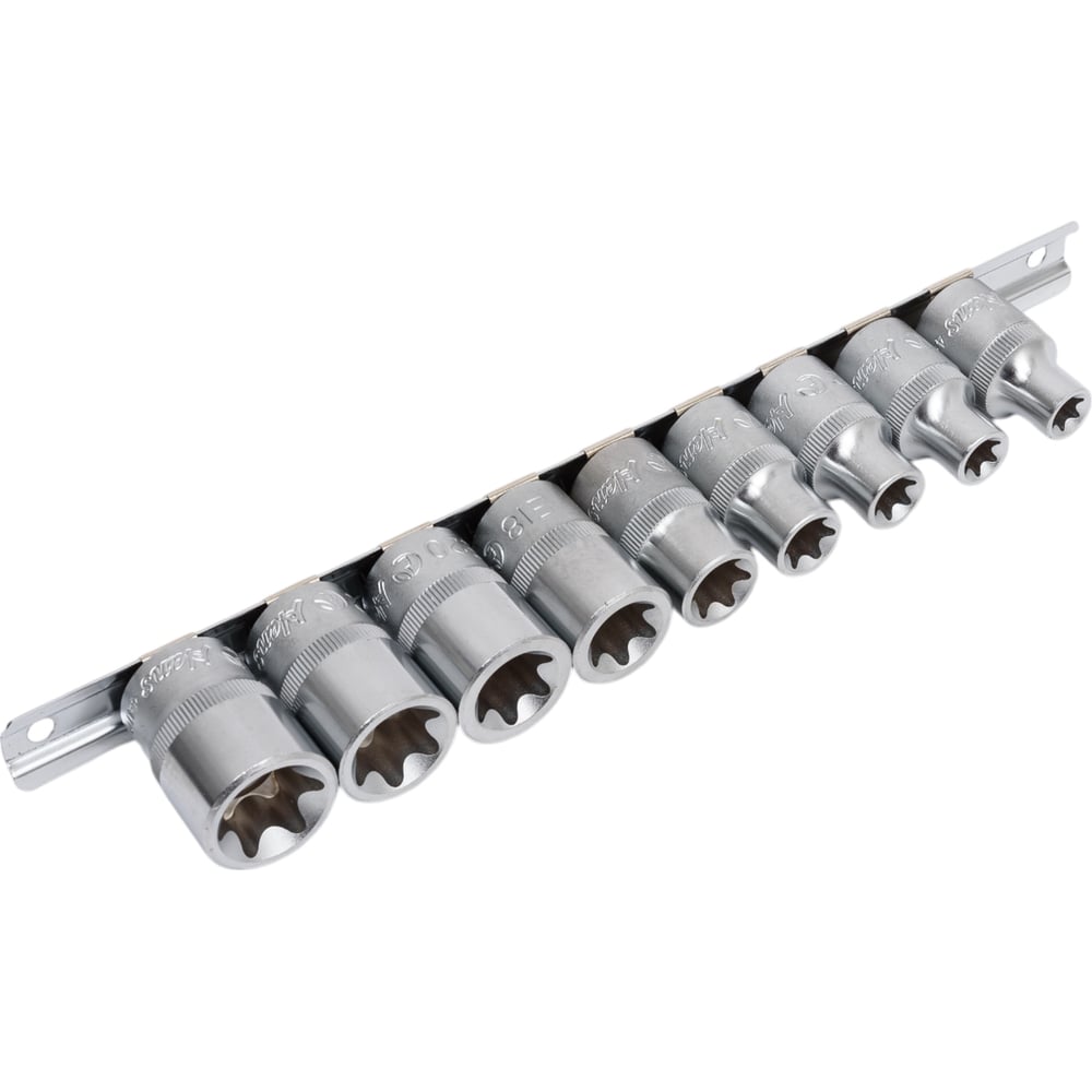 Изображение товара Набор торцевых головок E-Star E10-E24 1/2 дюйма 9 шт. CrV