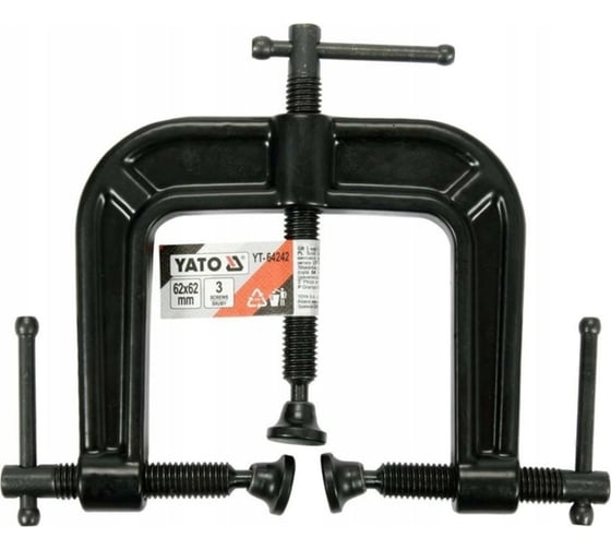 Изображение товара Трёхвинтовая струбцина YATO 62x62 мм YT-64242
