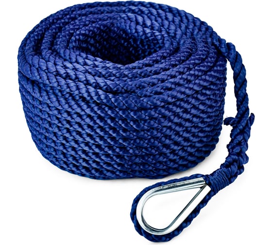 Изображение товара Якорный трёхпрядный трос конец Skipper 12 мм х 50 м, нейлон SK-TAN3ST1250BL