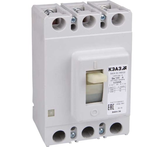 Изображение товара Автоматический выключатель КЭАЗ 100А 1250Im ВА04-36-340010 УХЛ3 690В AC 107540