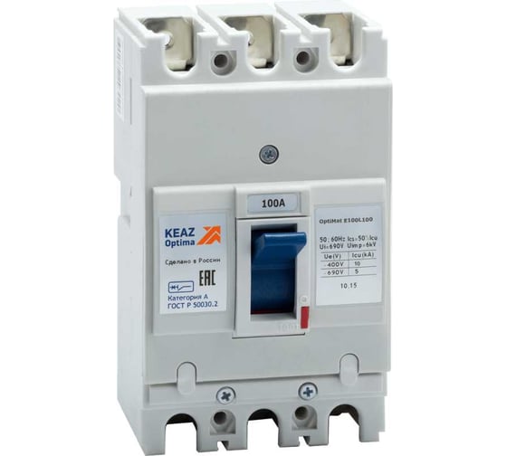 Изображение товара Автоматический выключатель КЭАЗ 100А 10кА OptiMat E100L100 УХЛ3 100008