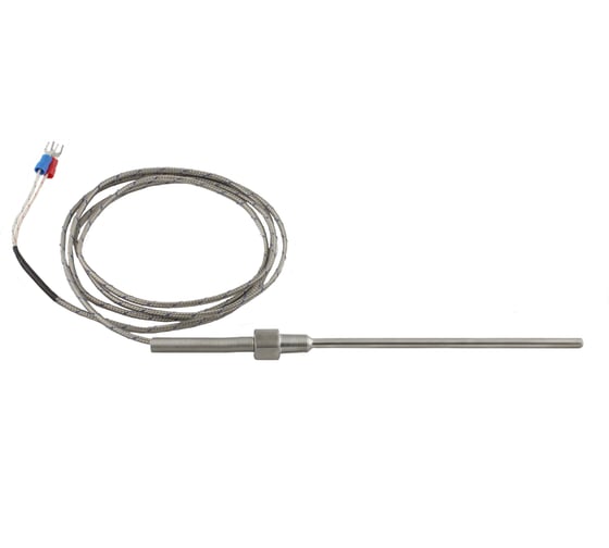 Изображение товара Датчик температуры с кабелем INNOCONT диаметр 4,8 мм, длина 150 мм, резьба 1/8", длина кабеля 1.5м исполнение N, спай CA, раб.часть TS-W-N-CA-4,8-150-1,5-1/8