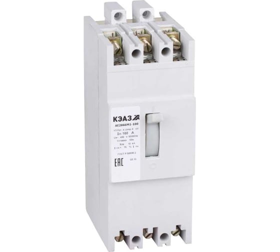 Изображение товара Автоматический выключатель КЭАЗ 160А 10Iн АЕ2066М1-100 У3 400В AC 104544