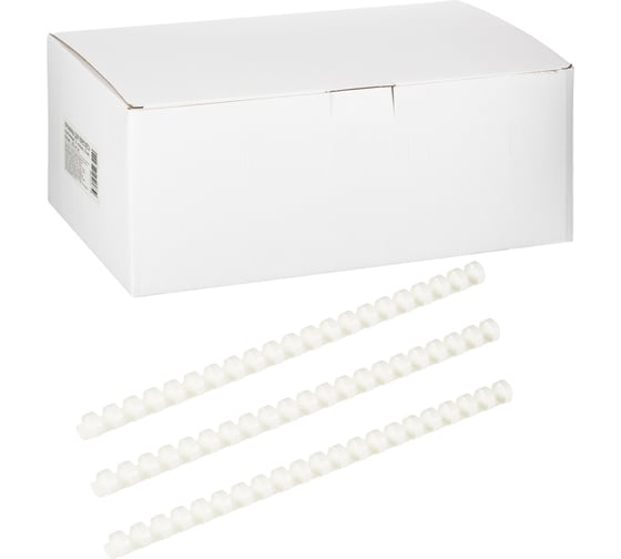 Изображение товара Пластиковые пружины для переплета ООО Комус 21 кольцо, 19 мм, белые, 100 шт. 1112708