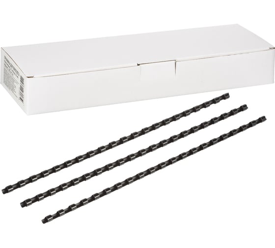 Изображение товара Пластиковые пружины для переплета ООО Комус  21 кольцо, 6 мм, черные, 100 шт. 1404273