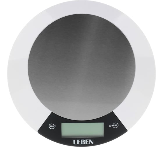 Изображение товара Кухонные электронные весы LEBEN металл. платформа, макс. нагрузка до 5 кг, питание CR2032, арт.RF5 475-148