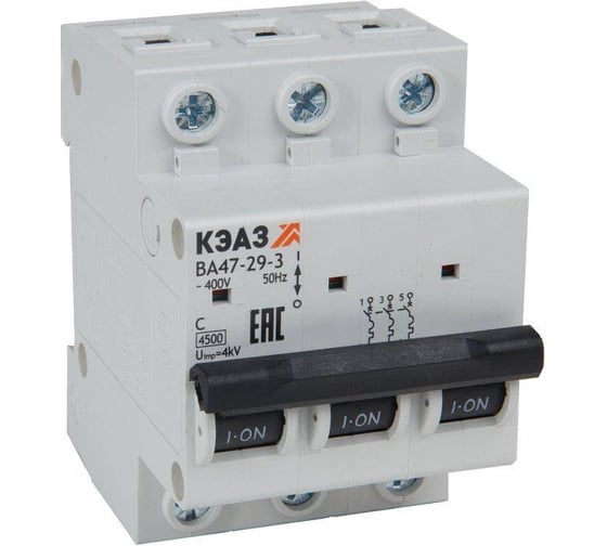 Изображение товара Автоматический выключатель КЭАЗ модульный ВА47-29-3C50-УХЛ3 (4.5кА) 318295