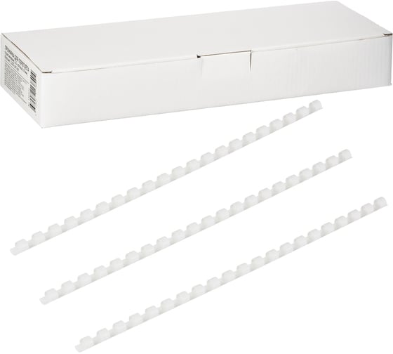 Изображение товара Пластиковые пружины для переплета ООО Комус  21 кольцо, 6 мм, белые, 100 шт. 1404272