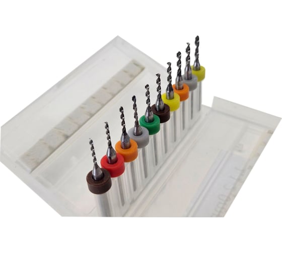 Изображение товара Микросверла твердосплавные по пластику, дереву, текстолиту 10 шт, 1.5-2.4 мм, S=3 мм, l=12 мм, L=38 мм PROCUT DL017104