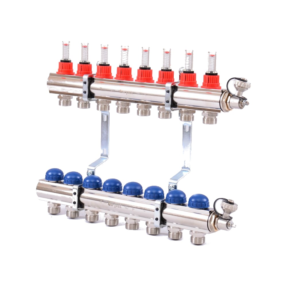 фото Коллекторная группа 1х3/4, 8 выходов, с расходомерами и термостатическими вентилями uni-fitt 440e4308