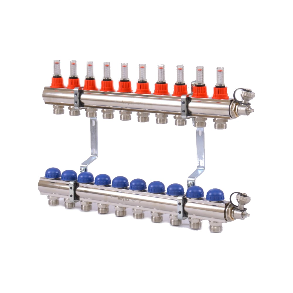 фото Коллекторная группа 1х3/4, 10 выходов, с расходомерами и термостатическими вентилями uni-fitt 440e4310