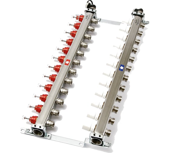 Изображение товара Коллекторная группа 1х3/4, 12 выходов, с расходомерами и термостатическими вентилями, нерж. сталь Uni-Fitt 450I4312