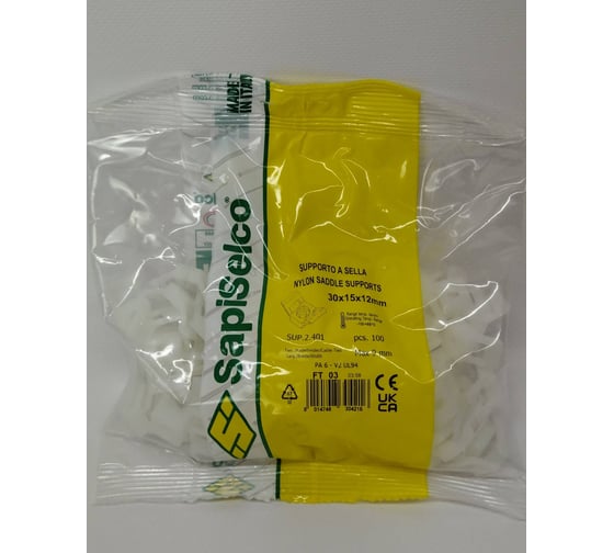 Изображение товара Держатель для стяжек белый уп.100 шт. SapiSelco SUP.2.401