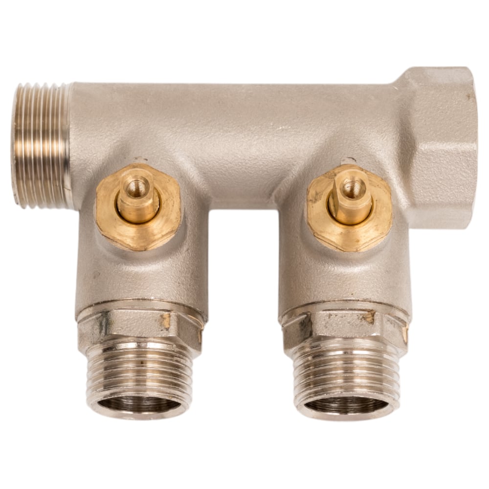 Изображение товара Коллектор НВ 3/4 2х1/2 с кранами никелированный Uni-Fitt 420N3220