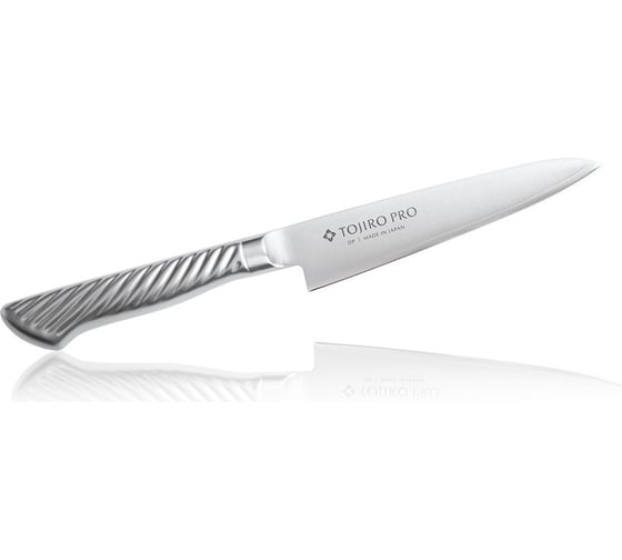 Изображение товара Универсальный кухонный нож TOJIRO pro, длина лезвия 120 мм, сталь vg10, 3 слоя, рукоять сталь F-883