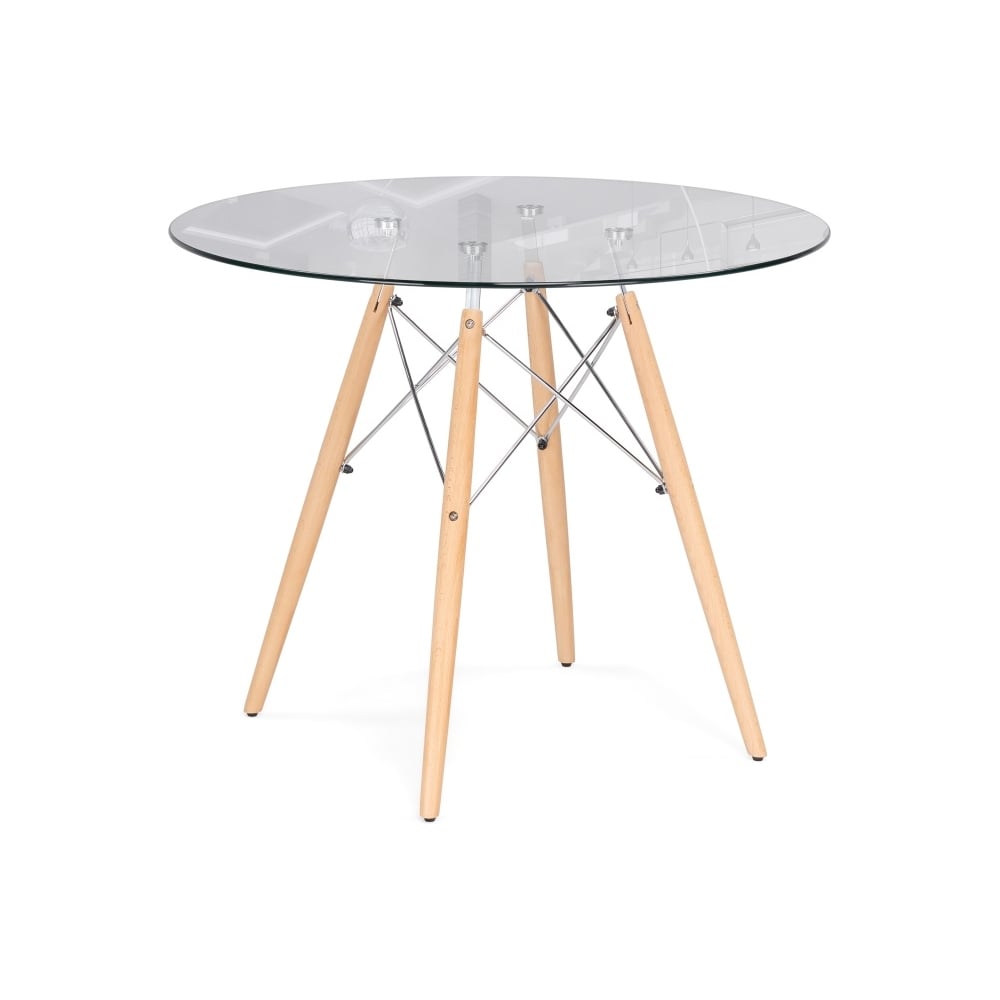 Стеклянный стол Woodville, цвет прозрачный/дерево 15487 pt-151 - фото 1