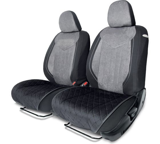 Изображение товара Накидки на нижнюю часть сиденья AUTOPROFI материал алькантара с контрастной прострочкой, поролон 10 мм, антискользящее покрытие, комплект 2 шт., черный ALC-0210 BK/BK