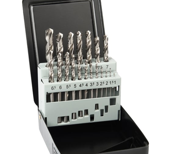 Изображение товара Набор сверл по металлу HSS-G 19 шт, 1-10 мм x 0.5 мм, DIN 338, шлифованные D.BOR D-TD-338-HSS-MS1-19