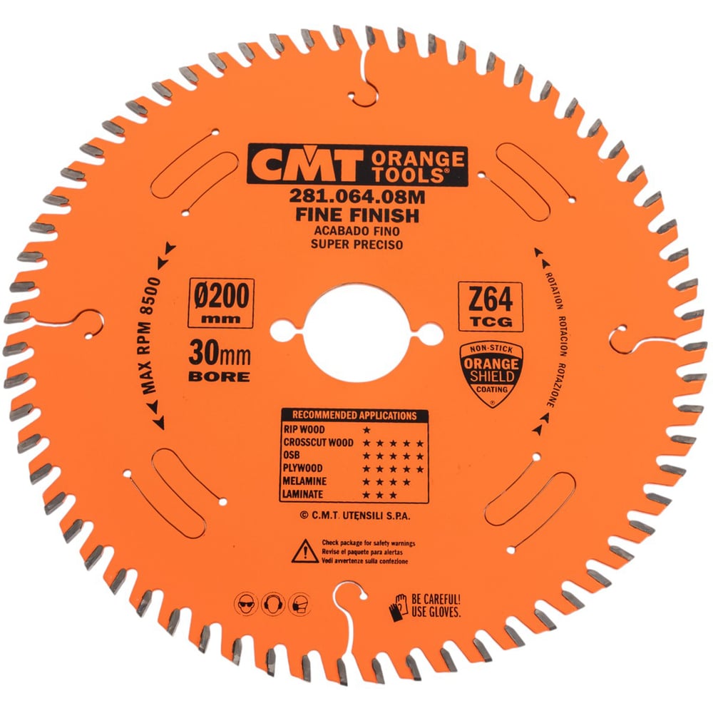 Изображение товара Диск пильный по дереву CMT 200мм 64 зуба 10 градусов для ДСП