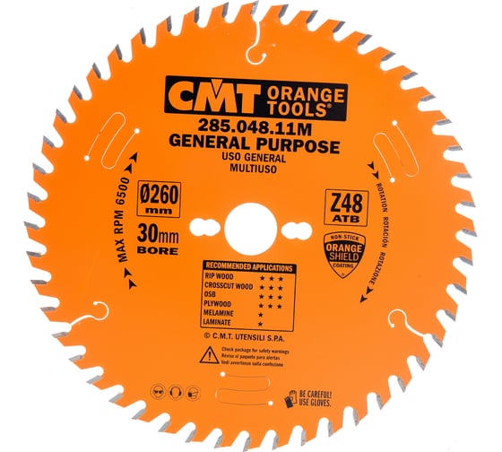 Изображение товара Диск пильный по дереву (260х30х2.8/1.8 мм; Z=48) CMT 285.048.11M