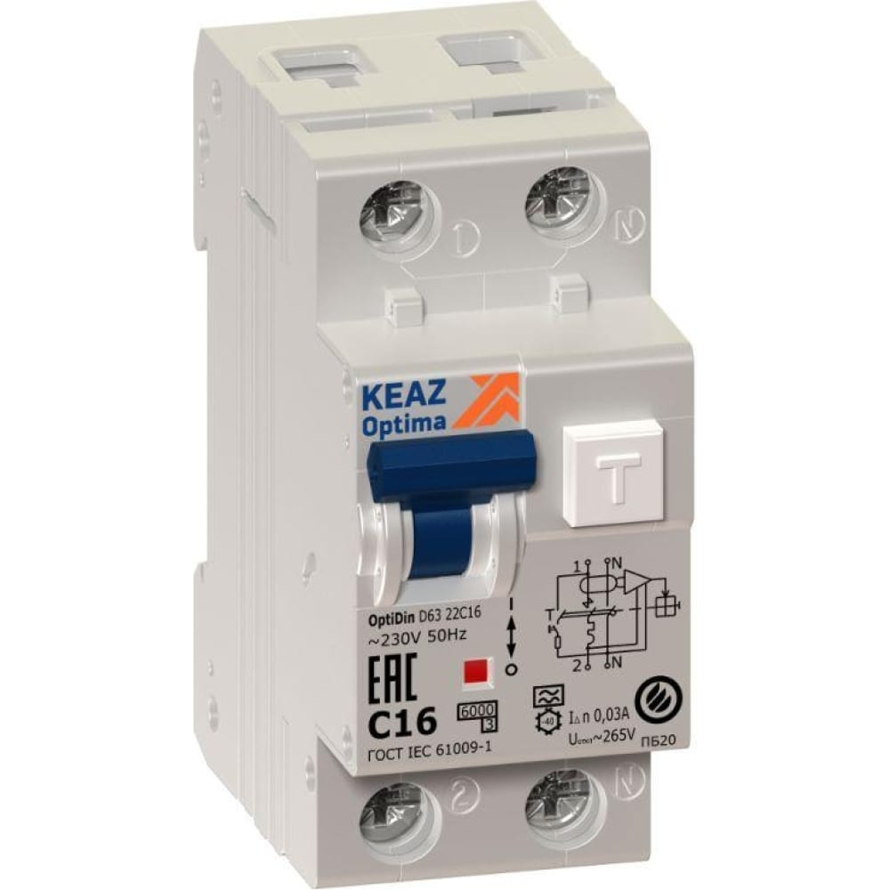 Автоматический выключатель дифференциального тока КЭАЗ выключатель автоматический модульный 1п c 20а 6ка optidin bm63 1c20 ухл3 кэаз 260505