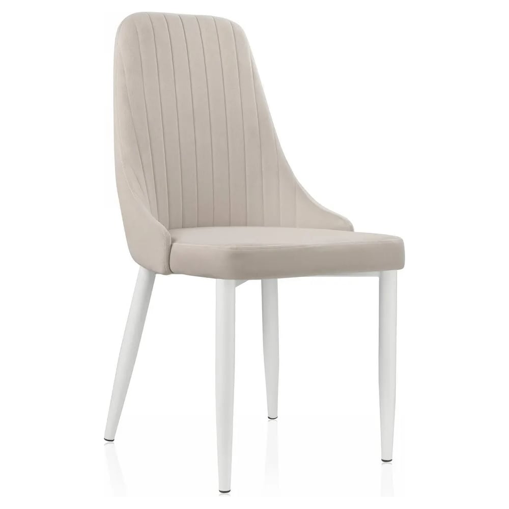 Изображение товара Стул Woodville kora 15222 Белый каркас с бежевой велюровой обивкой