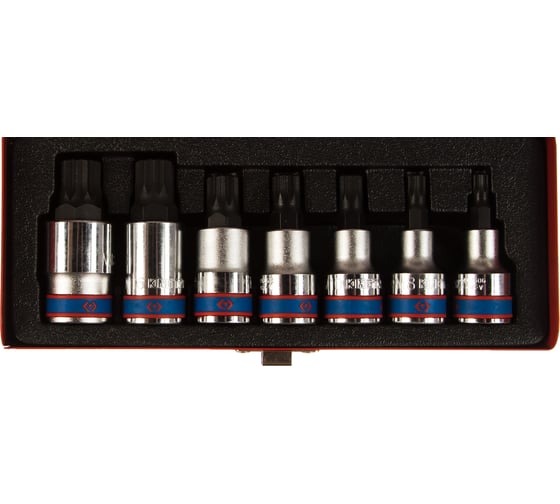 Изображение товара Набор торцевых насадок SPLINE (M6-M18; 1/2") 7 шт. KING TONY 4117PR 