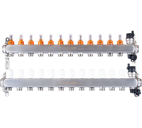 Изображение товара Коллекторная группа PROFACTOR нержавеющая сталь, с расходомерами авто/воздухотвод 1х12 вых 3/4 ЕК PF MB 807.12