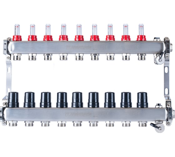 Изображение товара Коллекторная группа PROFACTOR нержавеющая сталь, с расходомерами руч/воздухотвод 1х9 вых 3/4 ЕК PF MB 806.9