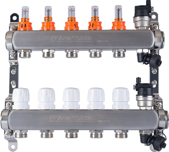 Изображение товара Коллекторная группа PROFACTOR нержавеющая сталь, с расходомерами авто/воздухотвод 1х5 вых 3/4ЕК PF MB 807.5