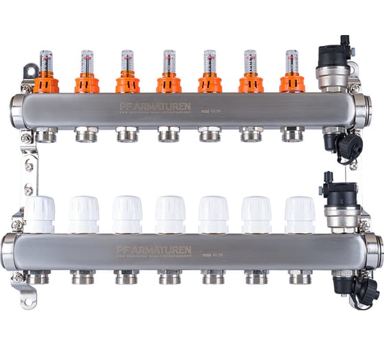 Изображение товара Коллекторная группа PROFACTOR нержавеющая сталь, с расходомерами авто/воздухотвод 1х7 вых 3/4 ЕК PF MB 807.7