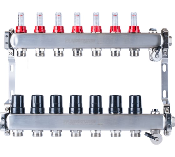 Изображение товара Коллекторная группа PROFACTOR нержавеющая сталь, с расходомерами руч/воздухотвод 1х7 вых 3/4 ЕК PF MB 806.7