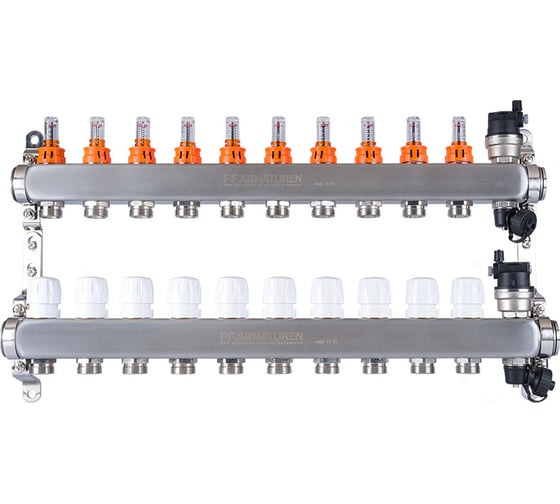 Изображение товара Коллекторная группа PROFACTOR нержавеющая сталь, с расходомерами авто/воздухотвод 1х10 вых 3/4 ЕК PF MB 807.10