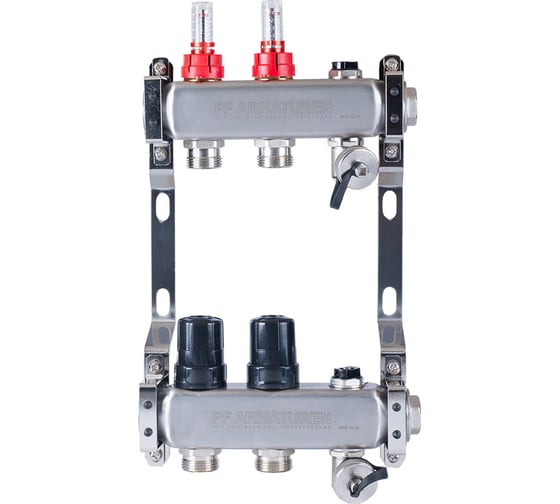 Изображение товара Коллекторная группа PROFACTOR нержавеющая сталь, с расходомерами руч/воздухотвод 1х2 вых 3/4 ЕК PF MB 806.2