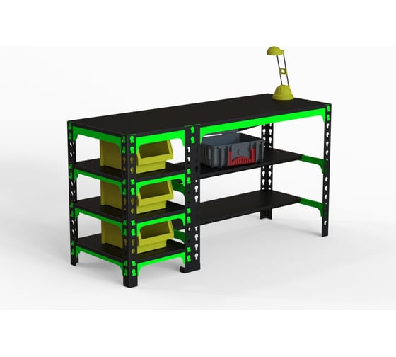 Изображение товара Металлический стол с боковыми полками ООО Металекс 750x1600x600 мм SB751660
