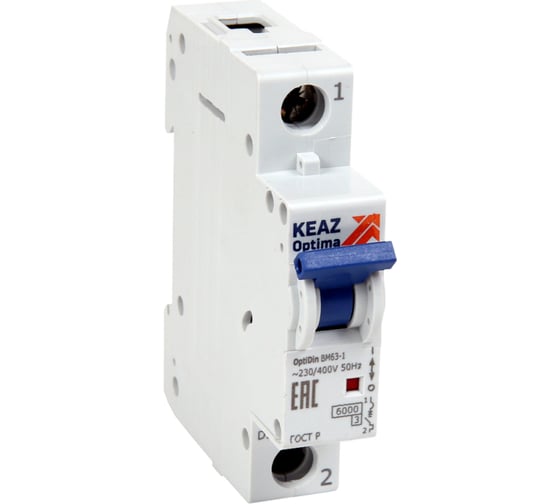 Изображение товара Автоматический модульный выключатель КЭАЗ 1п B 25А 6кА OptiDin BM63-1B25-УХЛ3 257919