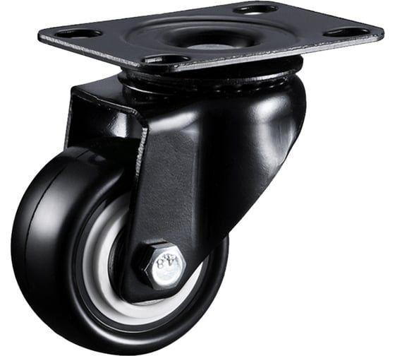 Изображение товара Поворотное колесо Brante 50 мм, на площадке, черный, пвх, с двухрядным шариковым подшипником 104255
