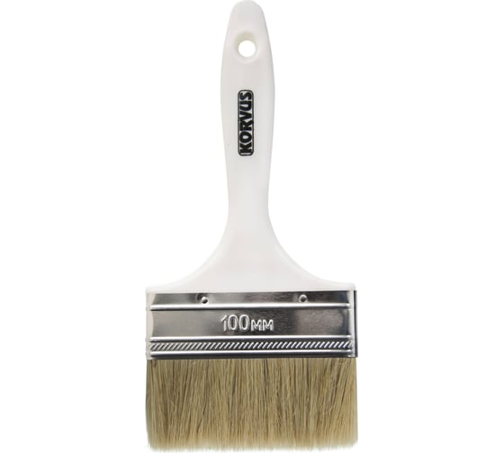 Изображение товара Плоская кисть Korvus хобби 0103440 натуральная щетина, пластиковая рукоятка, 100 мм Лк-00014238