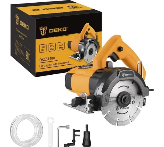 Изображение товара DEKO Пила дисковая алмазная DKCS1400, 115 мм, 1400 Вт, с подачей воды 063-4355
