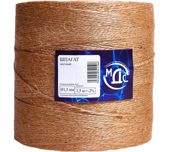 Изображение товара Джутовый крученый шпагат ТОРГОВО-ПРОИЗВОДСТВЕННАЯ КОМПАНИЯ МДС 1,5 кг 7930050322506