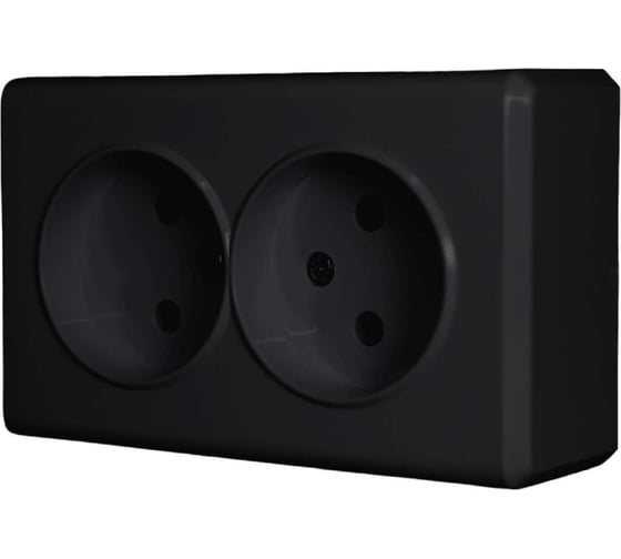 Изображение товара Розетка Metronex Electric Mega Black двойная без заземления FRZ00010221CMT
