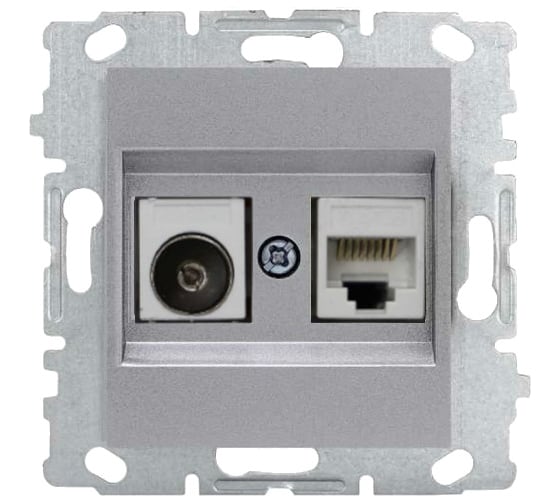 Изображение товара Розетка Metronex Electric Silver для LAN + TV двойная без рамки FRZ00010134SRM