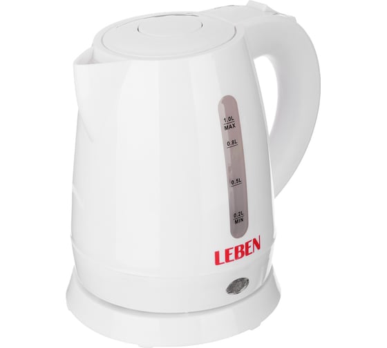 Изображение товара Электрический чайник LEBEN 1 л, 1350 Вт, скрытый нагревательный элемент, пластик, 2 цвета 291-044